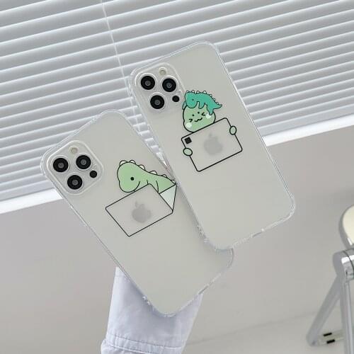 Moskado Creative Dinosaur Phone Case for iphone 11 12 Pro Max X XR XS Max 7 8 Plus Dust-proof Mobile Phone Protective Shell