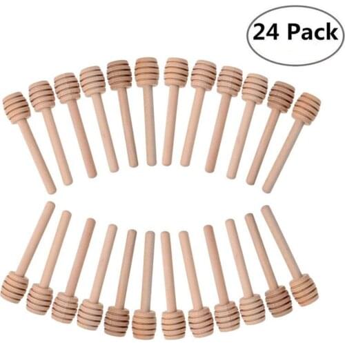 24pcs/set Mini Wood Honey Dippers Dinnerware Coffee Milk Tea Stirring Sticks Spoon Dropshipping