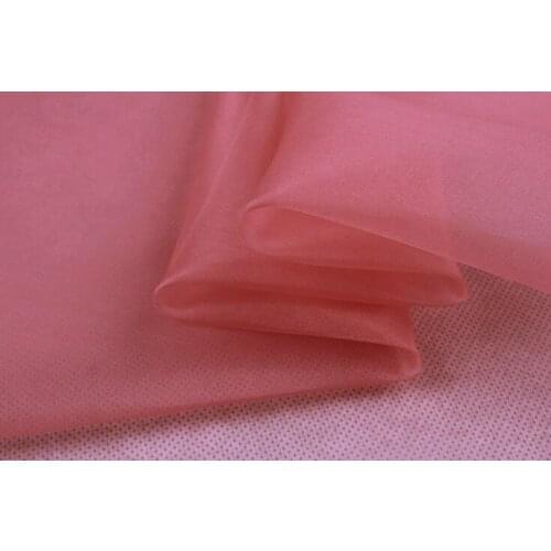 Howmay 100% pure silk fabric organza 6m/m 140cm 45" watermelon 56# solid color for costume decoration curtain