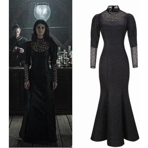 TV Series Yennefer of Vengerberg Cosplay Costume Mother Muslim Women Sexy Black Lace Dress S-XL Mermaid Gowm Halloween Carnival