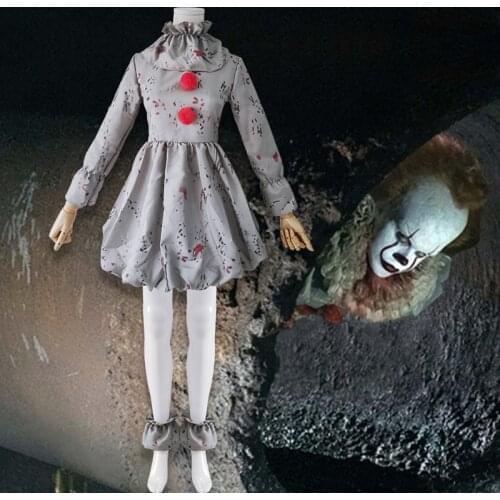 Cosplay Costume Stephen Kings It Pennywise Kids Clothes Horror Clown Joker Halloween Party Costume For Boys and Girls C48M14