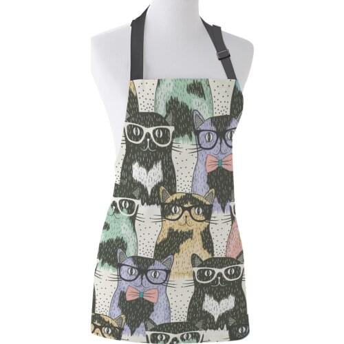 Colorful Cute Glasses Cat Apron Adult Kids Bibs Home Cooking Baking Restaurant Kichen Aprons for Woman Cleaning Apron
