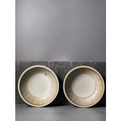 Round Dinner Plates Service De Table Deep Pan With Wide Edge Assiette Cake Trays Western Steak Tray Soup Dishes Kitchen Plate