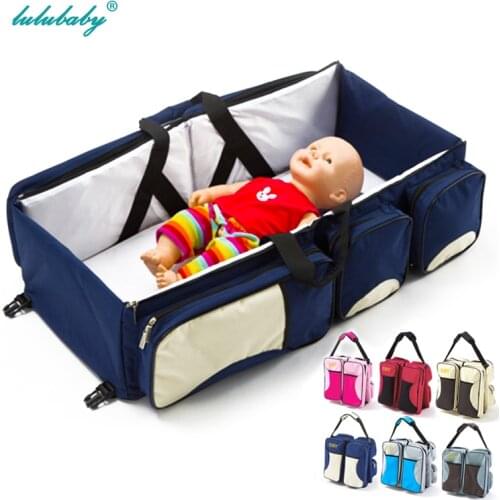 LULUBABY Portable Baby Cribs Multifunction 3 in 1 Diapers Mummy Bags Newborn Safe Travel Folding Baby Bed Stroller Bags BBG01