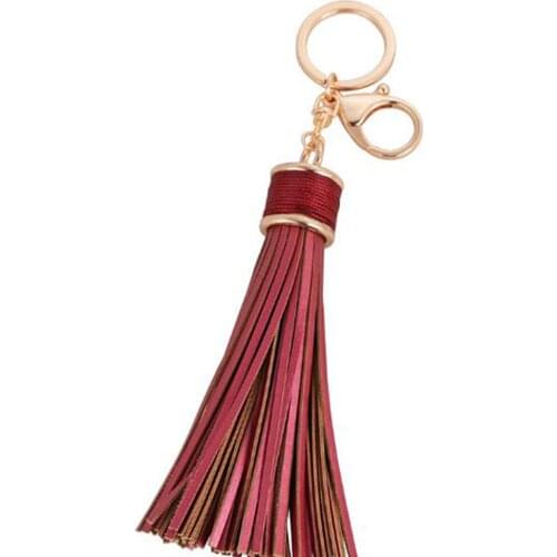 Trendy 6 Colors Charm Zinc Alloy Leather Tassel Key Chain Car Bag Purse Key Accessories For Women Men Gift Party Jewellery