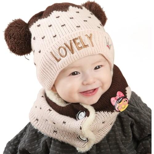 ZMAFOX soft thicken velvet beanie hats scarf set children toddlers LOVELY winter thermal beanies caps baby girl boy neck warmer