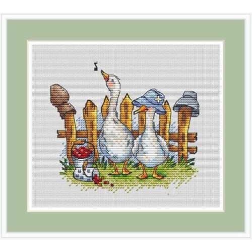 Fruit picking goose 22-20 Counted Cross Stitch 11CT 14CT 18CT DIY Chinese Cross Stitch Kits Embroidery Needlework Sets