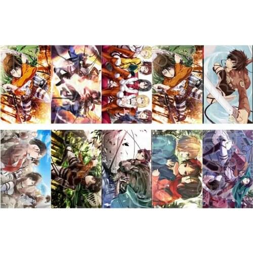 10pcs Attack on Titan Card Sticker Smooth Surface DIY Decoration Bus ID Anime Stickers