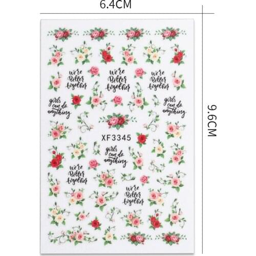1 Piece Nail Stickers Designer Thin Decals Nail Art Decoration 12 Kinds of Mix Flowers DIY Accessories Roses and Leaves