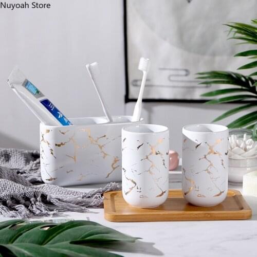 Nordic Bathroom Supplies Creative Simple Ceramic Lotion Bottle Mouthwash Cup Soap Dish Modern Bathroom Decoration Accessories