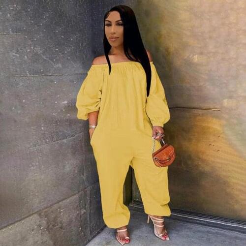 Solid Color Slash Neck Jumpsuit Woman Long Sleeve Ruched Loose Casual One Piece Overalls Steetwear 2021 Autumn Bodycon Outfits