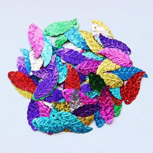 12*29mm diameter 500pcs/lot assorted colors leaves shape Spangle Sequins Flat Sew Paillettes For costume accessorys,crafts