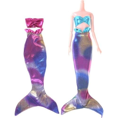 1 Set Top Tail Dress Handmade Dolls Party Dress Gown Skirt For Doll Genuine Mermaid Tail Dress Baby Toy Fashion Clothes