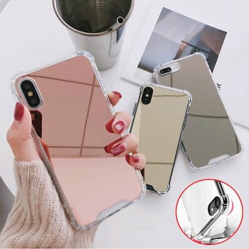 Luxury Mirror Air Cushion Clear Soft TPU Silicone Case for iPhone 6 6S 7 8 Plus Back Cover Full Protect for iPhone X Phone Cases