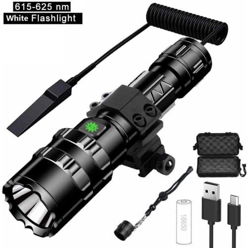 Usb Rechargeable Tactical Flashlight Outdoor Hunting Weapon 1600 LM Powerful Light with 20mm Offset Picatinny Rail Mount