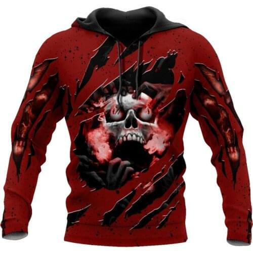 New skull red tattoo mens / womens street hip hop Harajuku Sweatshirt / casual Harajuku zipper Hoodie / 3D printed Hoodie