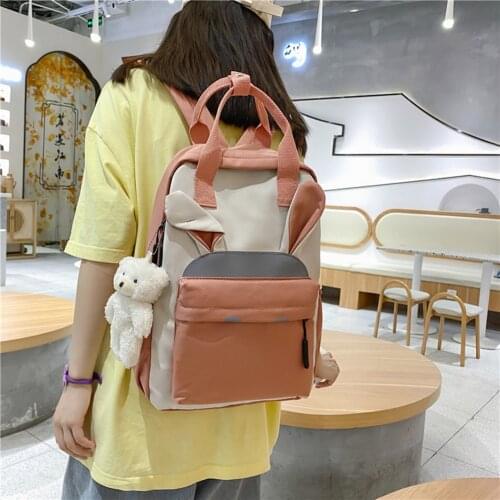 New Large Capacity Women Backpack Hit Color Fashion Cute Schoolbag Shoulder Student Bag Teenage Girls College Travel Backpack