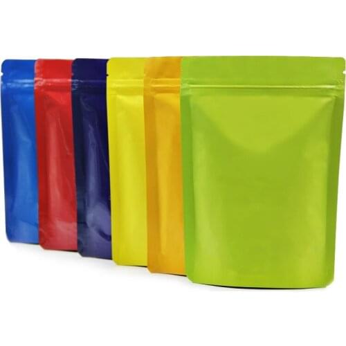 High Quality 13*18+3CM Color Aluminum Foil Zip Bag Stand Up Zipper Lock Food Savers Retail Packaging Bag Beans Storage Bags