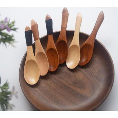 Japan Style Eco-Friendly Wooden Spoon Utensil Short Kitchen Cooking Sugar Salt Small Spoons Free Shipping SN3502