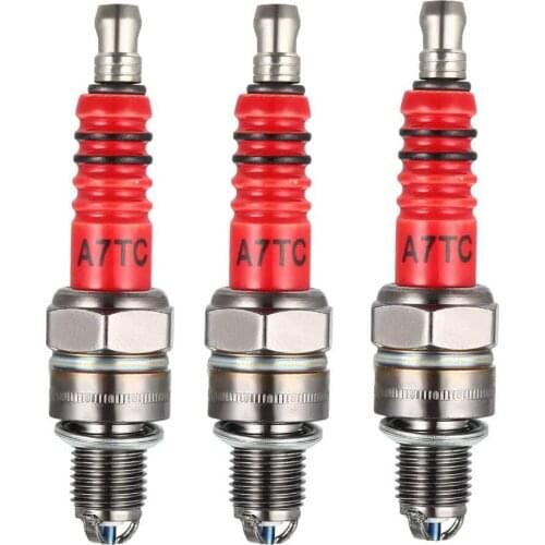 1-2-3pcs A7TC Racing 3 Electrode Spark Plug for 50cc 110cc 125cc 150cc Atv Scooter Dirt Bike Go Kart