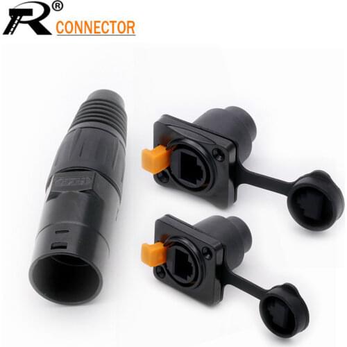 R Connector 1pair/2pcs RJ45 waterproof connector sockets,RJ45 female connectors, Ethernet connector,IP65 panel mount