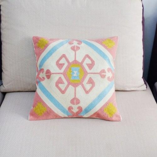 100% Cotton Ethnic Style Kilim Embroidered Square Pillow Cover Cushion Case Sofa Chair Cushion Cover 45x45cm Without Stuffing