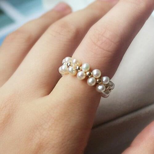 14K Gold Filled Natural Pearl Rings Knuckle Rings Boho Gold Jewelry Mujer Bague Femme Handmade Minimalism Jewelry Rings for Wome