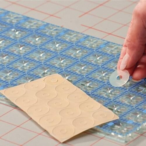 15pcs Silicone Gel Ruler Grips Non Slip Adhesive Rings Sewing Craft Clear
