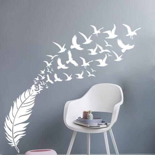 160*170cm Creative Feather Modern Wall Decals Wall Sticker DIY Abstract Poster Living Room Bedroom Decoration Mural Wallpaper