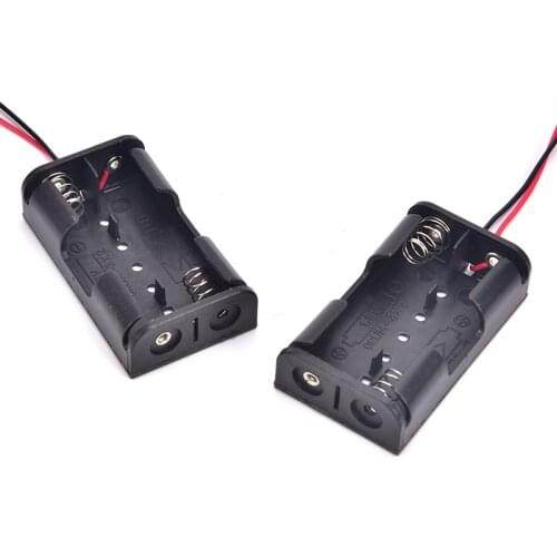 2pcs/lot DIY 2 Slot Power Bank 1.5V AA#5 Battery Holder Plastic Battery Holder Storage Box Case With Wire Leads