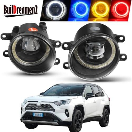 2 Pieces Angel Eye Fog Light Assembly Car LED Lens Fog Daytime Running Lamp DRL 12V For Toyota RAV4 RAV 4 2006-2012 2016-2018