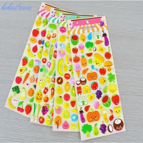 4pcs/lot Creative Fruit Expression Bubble Cotton Stickers Childrens Stereo Picture Phone Diary Album Decorative Stickers