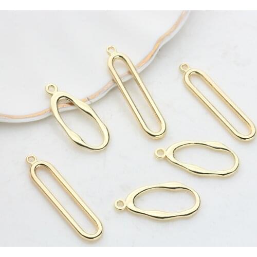 6pcs/lot Zinc Alloy Golden Geometric Rectangle Oval Charms Connector For DIY Fashion Earrings Jewelry Accessories