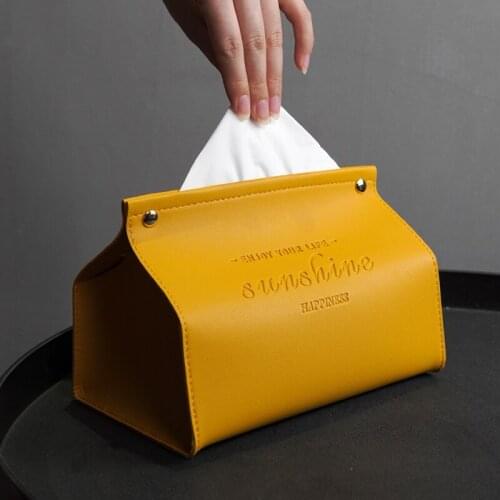 Car Toilet Pumping Tissue Box PU Leather Living Room Office Home Furnishing Creative Cute Nordic Wind Light Tissue Box