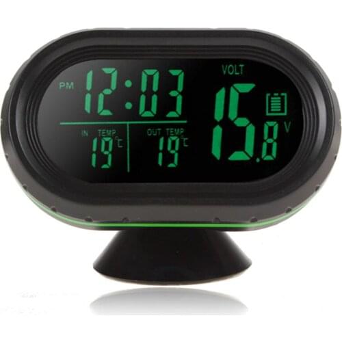 12V-24V ABS Car Volt Meter Auto LED Display Thermometer+Voltage Meter+Clock+Freeze Alert for Car Vehicle Auto Motorcycle ect