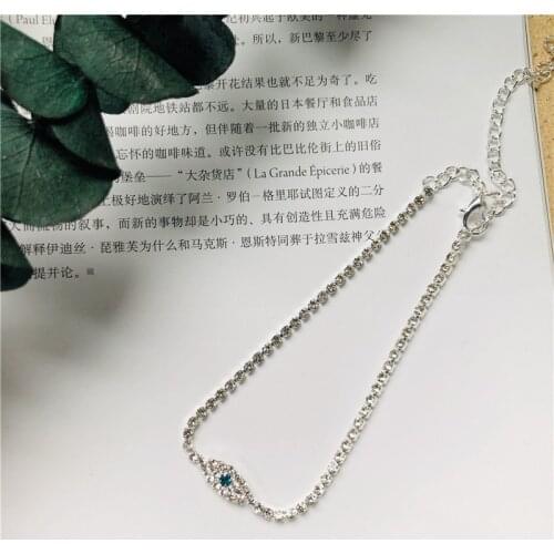 Shiny Rhinestone Lucky Evil Eye Shape Anklets For Women Bohemia Style Tennis Chain Tobilleras Mujer Holiday Jewelry