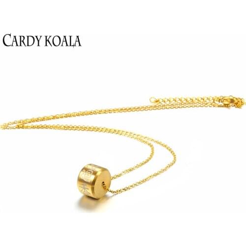 Cardy Koala men necklace pendant 12mm Stainless steel Fashion jewelry gold black laser marking text Pendant free chain
