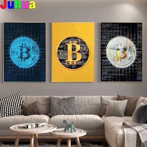Financial Collection Value Bitcoin Full Square Round Diamond Embroidery gift 5D DIY Diamond Painting Stitch Mosaic home decor
