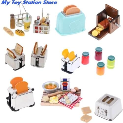 New arrive 14 Styles 1/12 Scale Dollhouse Bread Machine With Toast Miniature Cute Decorations Toaster Dollhouse Mini Accessories