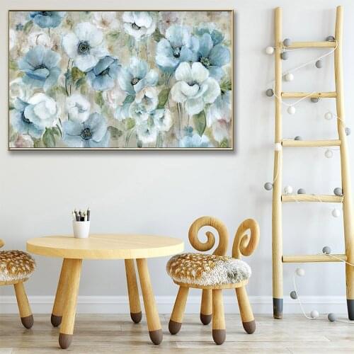 Nordic White Flowers Canvas Painting Modern Wall Art Canvas Poster and Print Picture for Living Room Bedroom Decoration Unframed