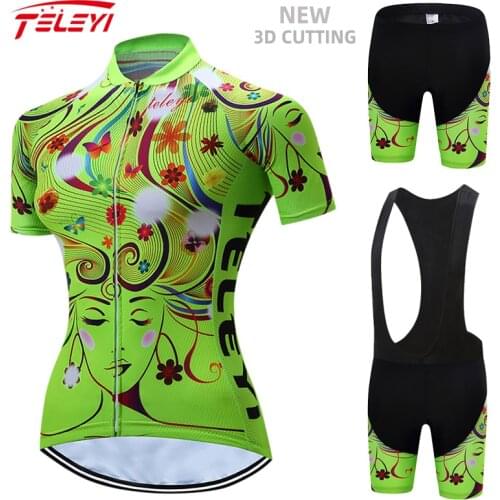 2021 Teleyi Summer Women Cycling Jerseys Set Mountian Bike Clothing Racing Bicycle Clothes Ropa Ciclismo Girls Cycling Set