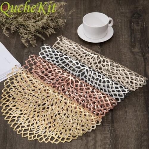Round Flower Hollow Coasters PVC Table Placemat Dining Table Mat Cup Pad Slip Insulation Pad Kitchen Accessories Home Decoration