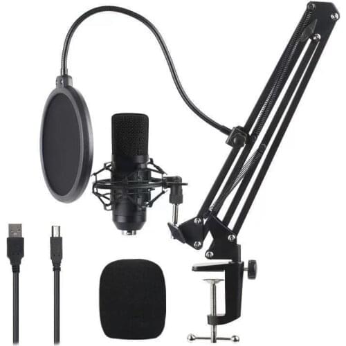 USB Condenser Microphone 192kHZ/24bit Professional PC Streaming Podcast Cardioid Microphone Kit With Boom Arm Shock Mount Mic