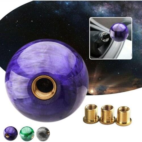 Marble Style Round Ball Gear Shift Knob Acrylic Shifter Knobs Stick Shift Knobs with 3 Adapter for Manual Car