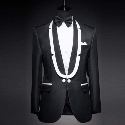 New Tailored Smoking Black Suit Men Groom Tuxedo Slim Fit 2 Piece Wedding Suits For Men Blazer Prom Terno Masculino Jacket+Pant