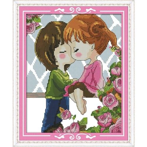 Stay with you always cross stitch kit cartoon 14ct 11ct count print canvas stitching embroidery DIY handmade needlework