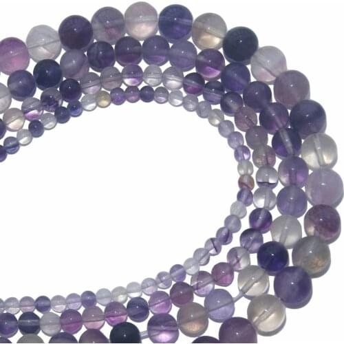 Free Shipping Natural Stone Purple Fluorite Round Beads 4 6 8 10 12 MM Pick Size For Jewelry Making Charm Diy Bracelet Necklace