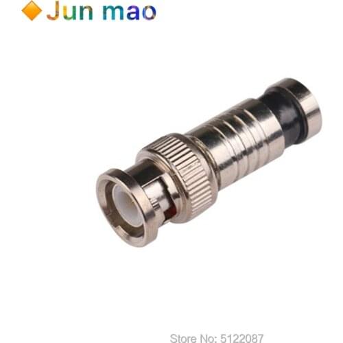 1PCS Squeezed Type Compression BNC Male Connector RF Coaxial Q9 Adapter for RG59 RG6U CCTV Systems Squeeze Welding-free Pressing