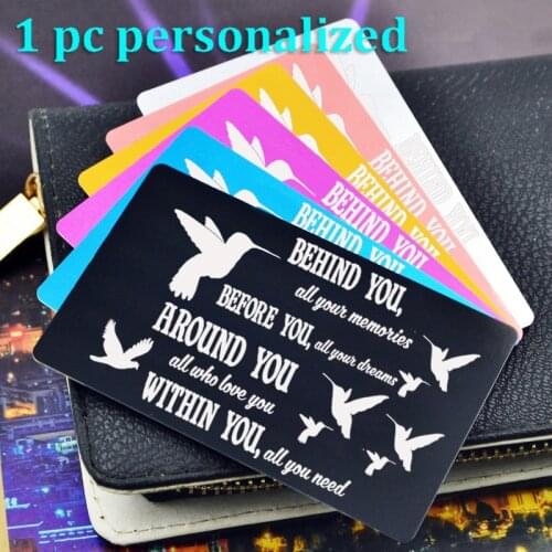 Personalized Metal Wallet Card Insert Custom Laser Engraved Message Card Romantic Gift Hand Writting Love Greeting Card KP017