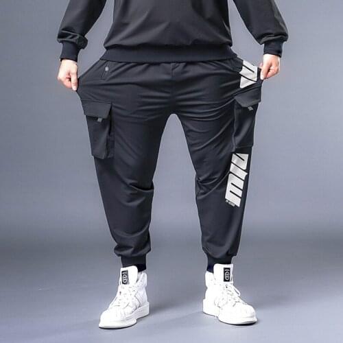 Plus 7XL 6XL 5XL Hip Hop Belt Cargo Pants Man Patchwork Overalls Japanese Streetwear Joggers Pants Men hip hop street wear